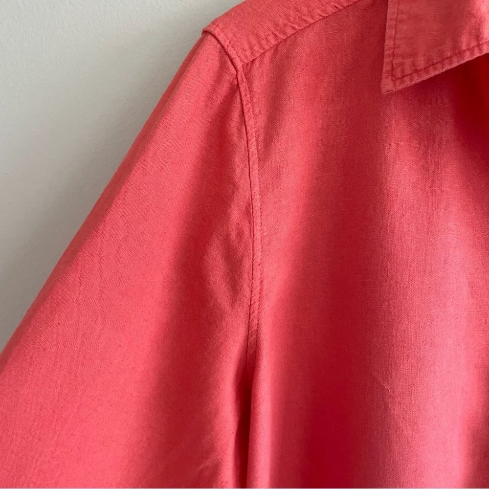 Banana Republic Women's Linen Blend Shirt Deep Coral Size Medium - Picture 2 of 11